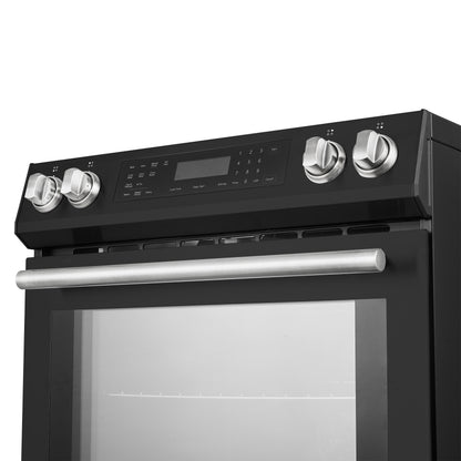 Forno Donatello Espresso 30-Inch Slide-In Black Induction Range, Convection Oven, 5 Cooking Zones, Touch Control Panel - Forno Appliances