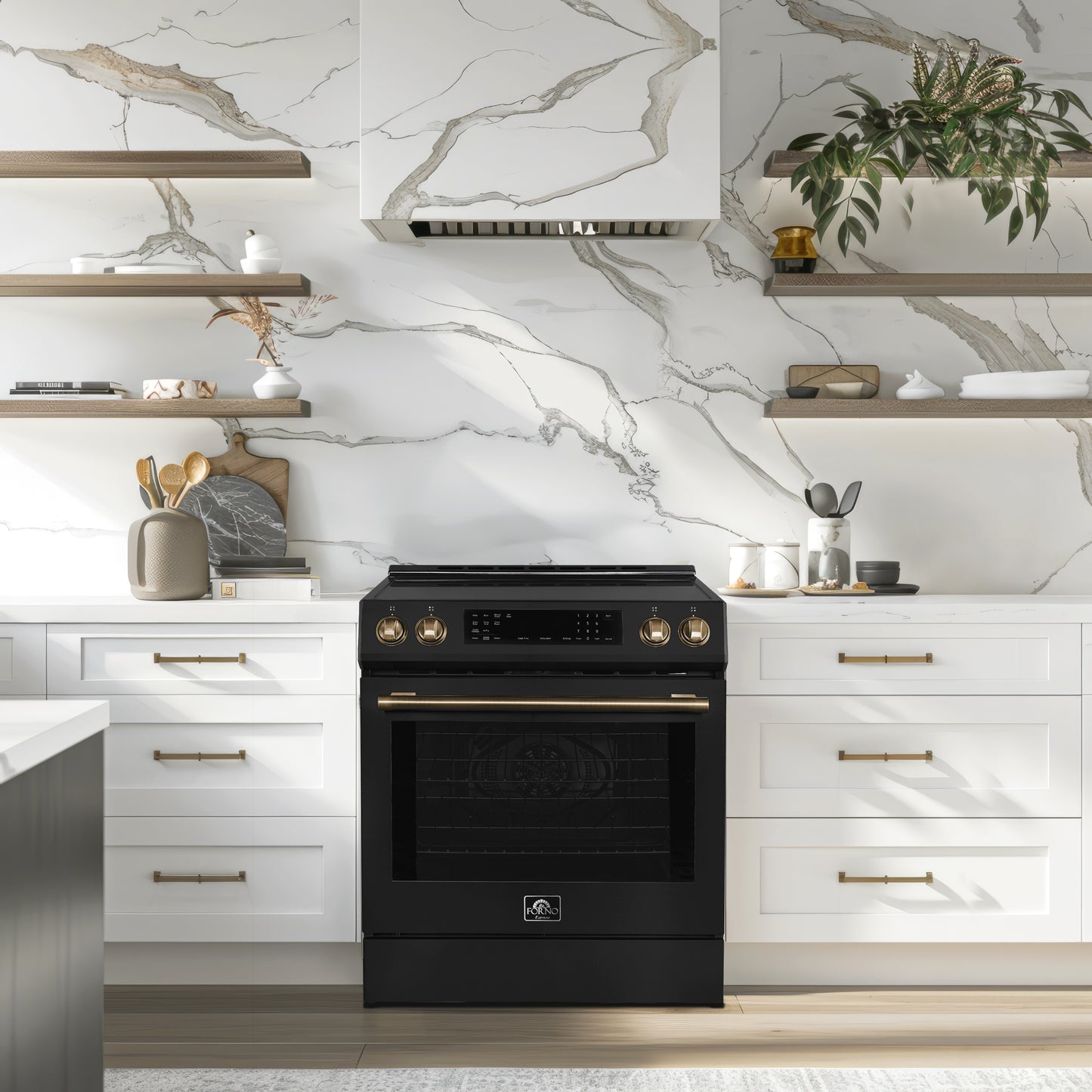 Cuisinière à induction noire encastrable de 30 pouces Forno Donatello Espresso, four à convection, 5 zones de cuisson, panneau de commande tactile - Forno Appliances