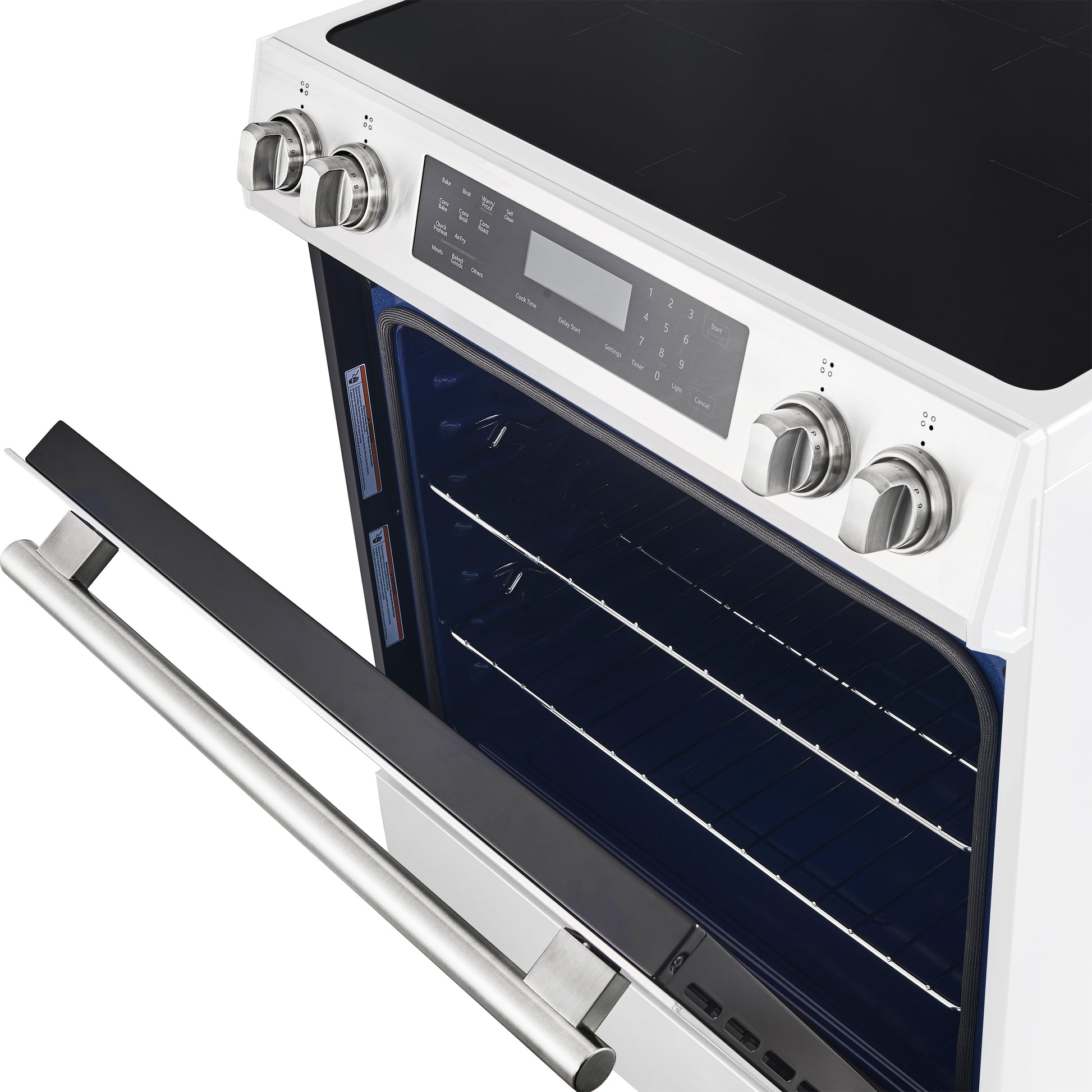 Forno Donatello Espresso 30-Inch Slide-In White Induction Range, Convection Oven, 5 Cooking Zones, Touch Control Panel - Forno Appliances