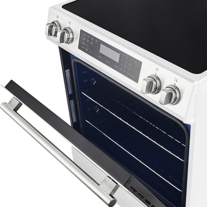 Forno Donatello Espresso 30-Inch Slide-In White Induction Range, Convection Oven, 5 Cooking Zones, Touch Control Panel - Forno Appliances