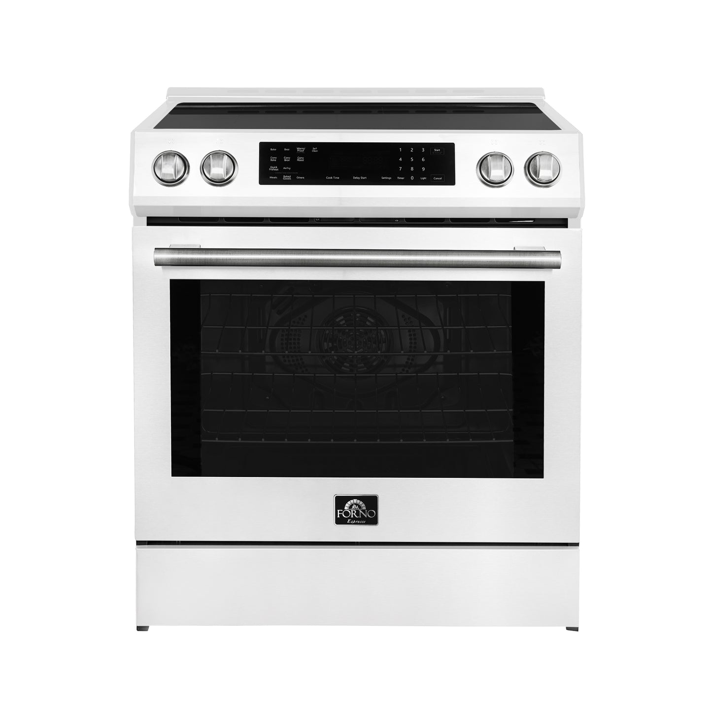 Forno Donatello Espresso 30-Inch Slide-In White Induction Range, Convection Oven, 5 Cooking Zones, Touch Control Panel - Forno Appliances