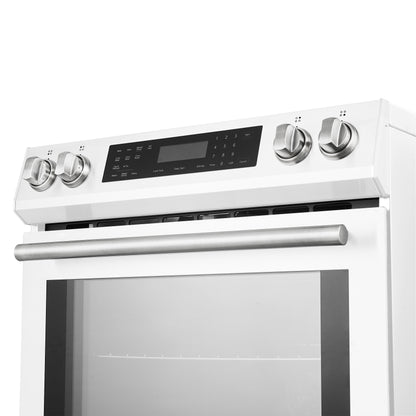 Forno Donatello Espresso 30-Inch Slide-In White Induction Range, Convection Oven, 5 Cooking Zones, Touch Control Panel - Forno Appliances