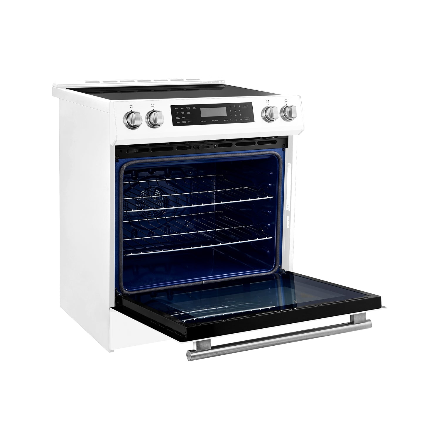 Forno Donatello Espresso 30-Inch Slide-In White Induction Range, Convection Oven, 5 Cooking Zones, Touch Control Panel - Forno Appliances