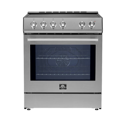 FORNO 2-Piece SS Kitchen Bundle - 30" Induction Range and 36" Bottom Freezer Refrigerator - Forno Appliances