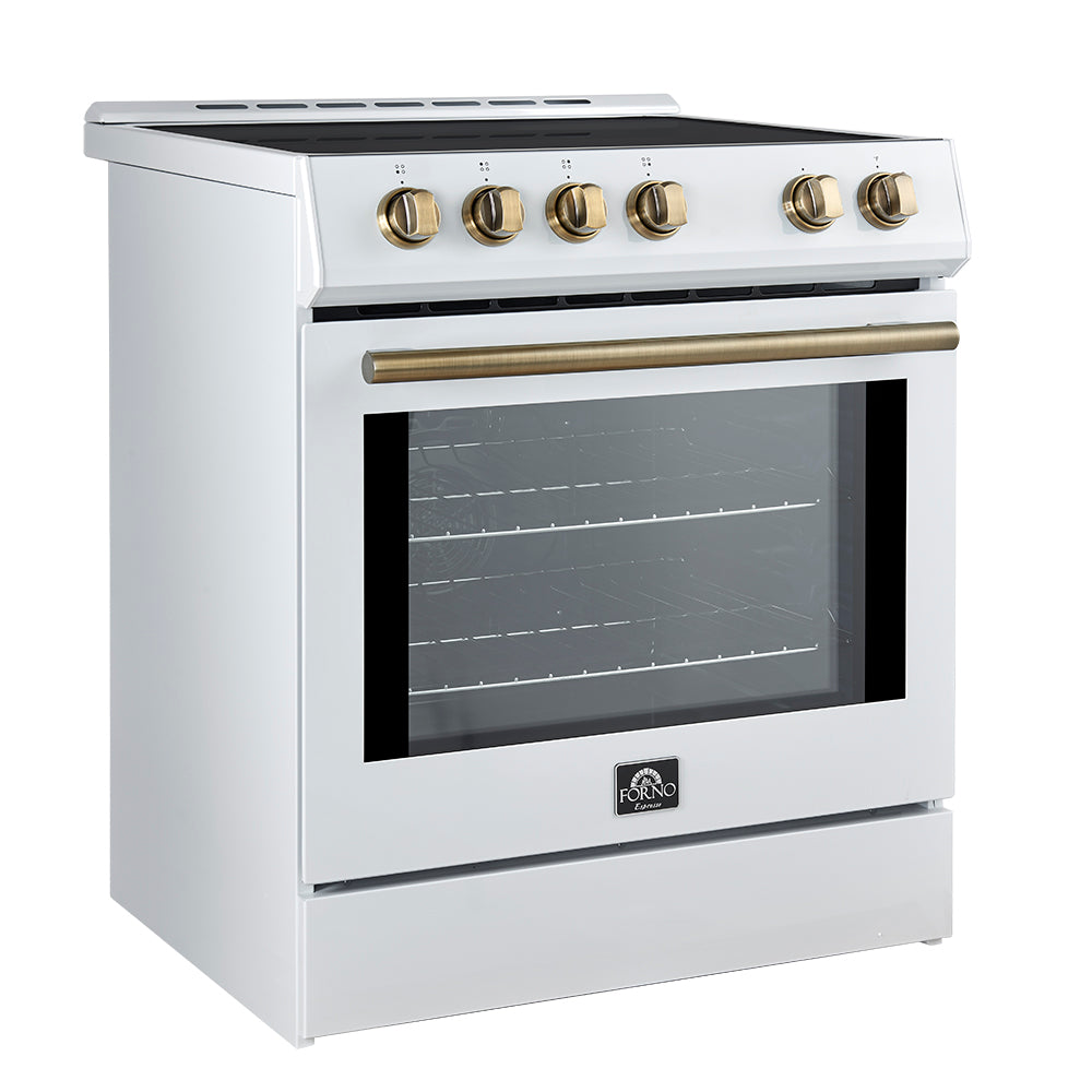 Forno Leonardo Espresso, cuisinière à induction blanche encastrable de 30 pouces, four à convection, 5 zones de cuisson, panneau de commande tactile - Forno Appliances