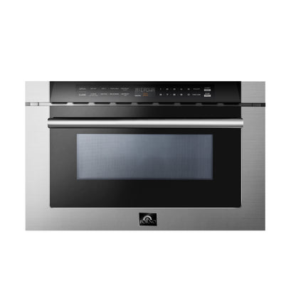 Forno Capoliveri 24-Inch Microwave Drawer, Stainless Steel, 1.2 cu.ft, 1500 Watts, Built-In, Touch Control LCD Display, Auto-Touch Open/Close, 11 Power Levels, Sensor Cooking - Forno Appliances