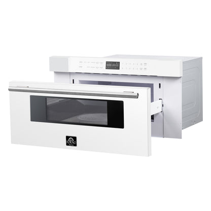 Forno Capoliveri Espresso 30-Inch Microwave Drawer, White, 1.2 cu.ft, 1500 Watts, Built-In, Touch Control LCD Display, Auto-Touch Open/Close, 11 Power Levels, Sensor Cooking - Forno Appliances