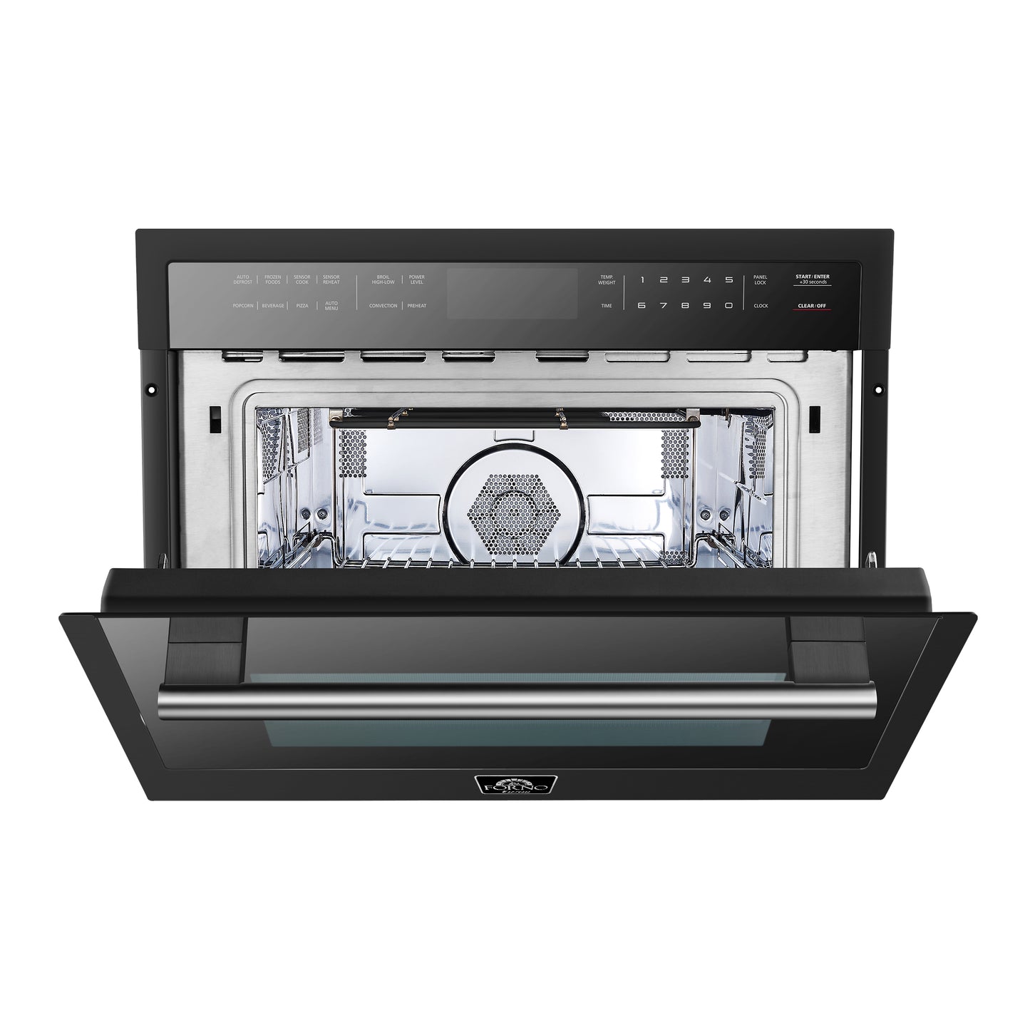 Forno Oliena Espresso Black 24-Inch Built-In Microwave and Convection Oven Combo, 1.6 cu.ft, 1750W Convection, 1000W Microwave, Stainless Steel Interior, Glass Touch Controls, Sensor Cooking - Forno Appliances