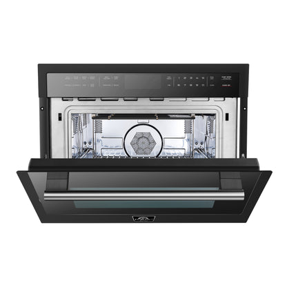 Forno Oliena Espresso Black 24-Inch Built-In Microwave and Convection Oven Combo, 1.6 cu.ft, 1750W Convection, 1000W Microwave, Stainless Steel Interior, Glass Touch Controls, Sensor Cooking - Forno Appliances