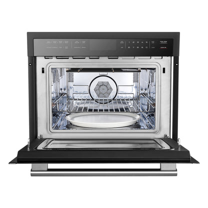 Forno Oliena Espresso Black 24-Inch Built-In Microwave and Convection Oven Combo, 1.6 cu.ft, 1750W Convection, 1000W Microwave, Stainless Steel Interior, Glass Touch Controls, Sensor Cooking - Forno Appliances