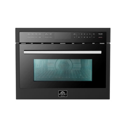 Forno Oliena Espresso Black 24-Inch Built-In Microwave and Convection Oven Combo, 1.6 cu.ft, 1750W Convection, 1000W Microwave, Stainless Steel Interior, Glass Touch Controls, Sensor Cooking - Forno Appliances