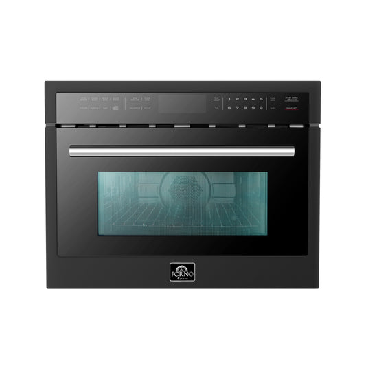 Forno Oliena Espresso Black 24-Inch Built-In Microwave and Convection Oven Combo, 1.6 cu.ft, 1750W Convection, 1000W Microwave, Stainless Steel Interior, Glass Touch Controls, Sensor Cooking - Forno Appliances
