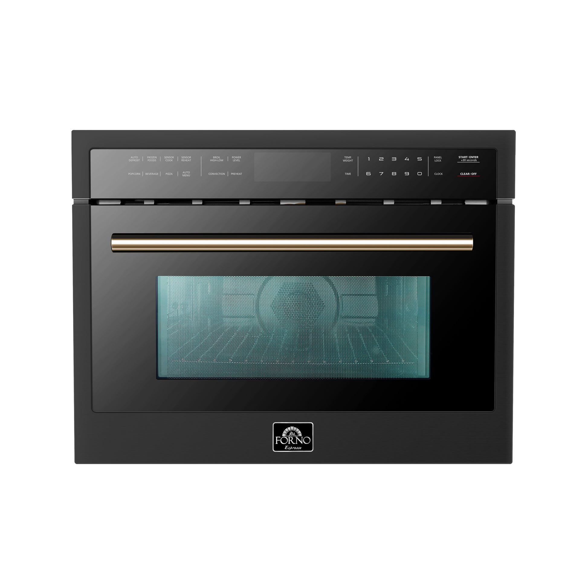 Forno Oliena Espresso Black 24-Inch Built-In Microwave and Convection Oven Combo, 1.6 cu.ft, 1750W Convection, 1000W Microwave, Stainless Steel Interior, Glass Touch Controls, Sensor Cooking - Forno Appliances