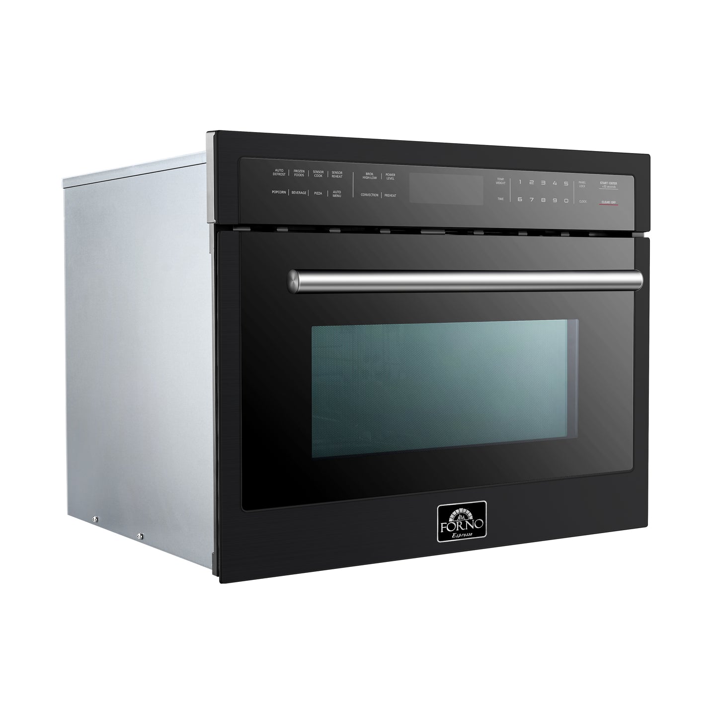 Forno Oliena Espresso Black 24-Inch Built-In Microwave and Convection Oven Combo, 1.6 cu.ft, 1750W Convection, 1000W Microwave, Stainless Steel Interior, Glass Touch Controls, Sensor Cooking - Forno Appliances