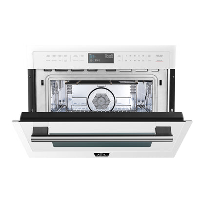 Forno Oliena Espresso White 24-Inch Built-In Microwave and Convection Oven Combo, 1.6 cu.ft, 1750W Convection, 1000W Microwave, Stainless Steel Interior, Glass Touch Controls, Sensor Cooking - Forno Appliances