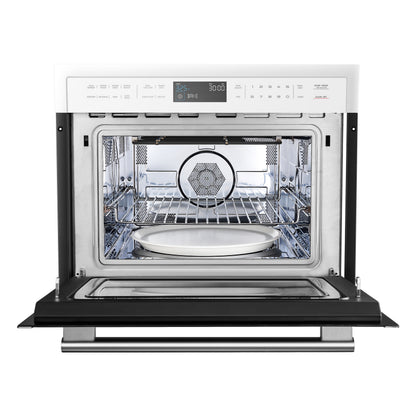 Forno Oliena Espresso White 24-Inch Built-In Microwave and Convection Oven Combo, 1.6 cu.ft, 1750W Convection, 1000W Microwave, Stainless Steel Interior, Glass Touch Controls, Sensor Cooking - Forno Appliances
