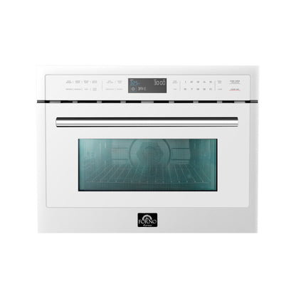 Forno Oliena Espresso White 24-Inch Built-In Microwave and Convection Oven Combo, 1.6 cu.ft, 1750W Convection, 1000W Microwave, Stainless Steel Interior, Glass Touch Controls, Sensor Cooking - Forno Appliances