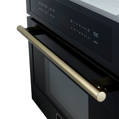 Forno Oliena Espresso Black 30-Inch Built-In Microwave and Convection Oven Combo, 1.6 cu.ft, 1750W Convection, 1000W Microwave, Stainless Steel Interior, Glass Touch Controls, Sensor Cooking - Forno Appliances