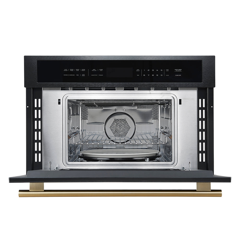 Forno Oliena Espresso Black 30-Inch Built-In Microwave and Convection Oven Combo, 1.6 cu.ft, 1750W Convection, 1000W Microwave, Stainless Steel Interior, Glass Touch Controls, Sensor Cooking - Forno Appliances