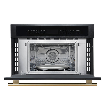 Forno Oliena Espresso Black 30-Inch Built-In Microwave and Convection Oven Combo, 1.6 cu.ft, 1750W Convection, 1000W Microwave, Stainless Steel Interior, Glass Touch Controls, Sensor Cooking - Forno Appliances