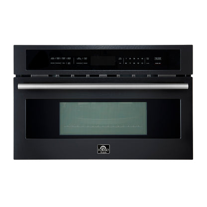 Forno Oliena Espresso Black 30-Inch Built-In Microwave and Convection Oven Combo, 1.6 cu.ft, 1750W Convection, 1000W Microwave, Stainless Steel Interior, Glass Touch Controls, Sensor Cooking - Forno Appliances