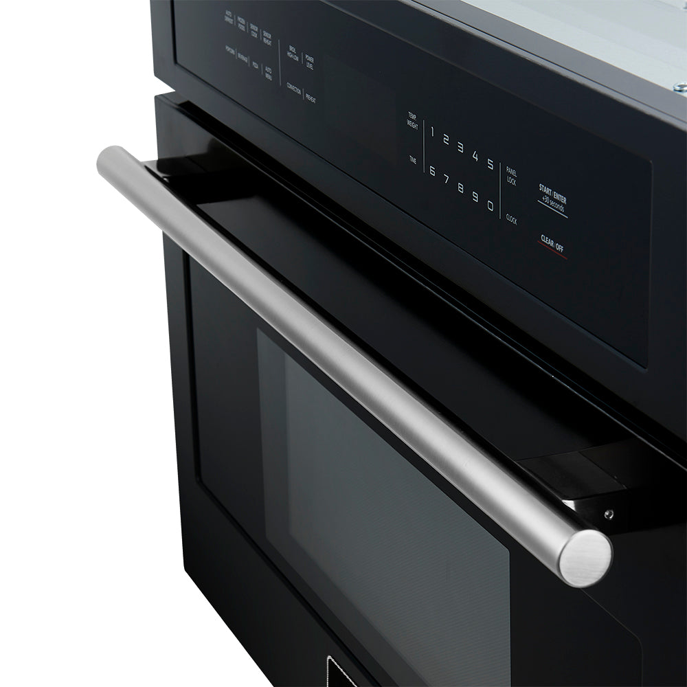 Forno Oliena Espresso Black 30-Inch Built-In Microwave and Convection Oven Combo, 1.6 cu.ft, 1750W Convection, 1000W Microwave, Stainless Steel Interior, Glass Touch Controls, Sensor Cooking - Forno Appliances