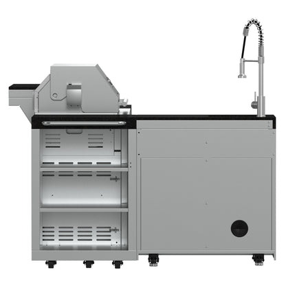 FORNO Bulnes 40-Inch BBQ, 95,000 BTU, 5 Burners, Sear & Rotisserie Infrared with Side Burner, Stainless Steel Outdoor Kitchen with 1.8 cu.ft. Beverage Center & Black Granite Countertops