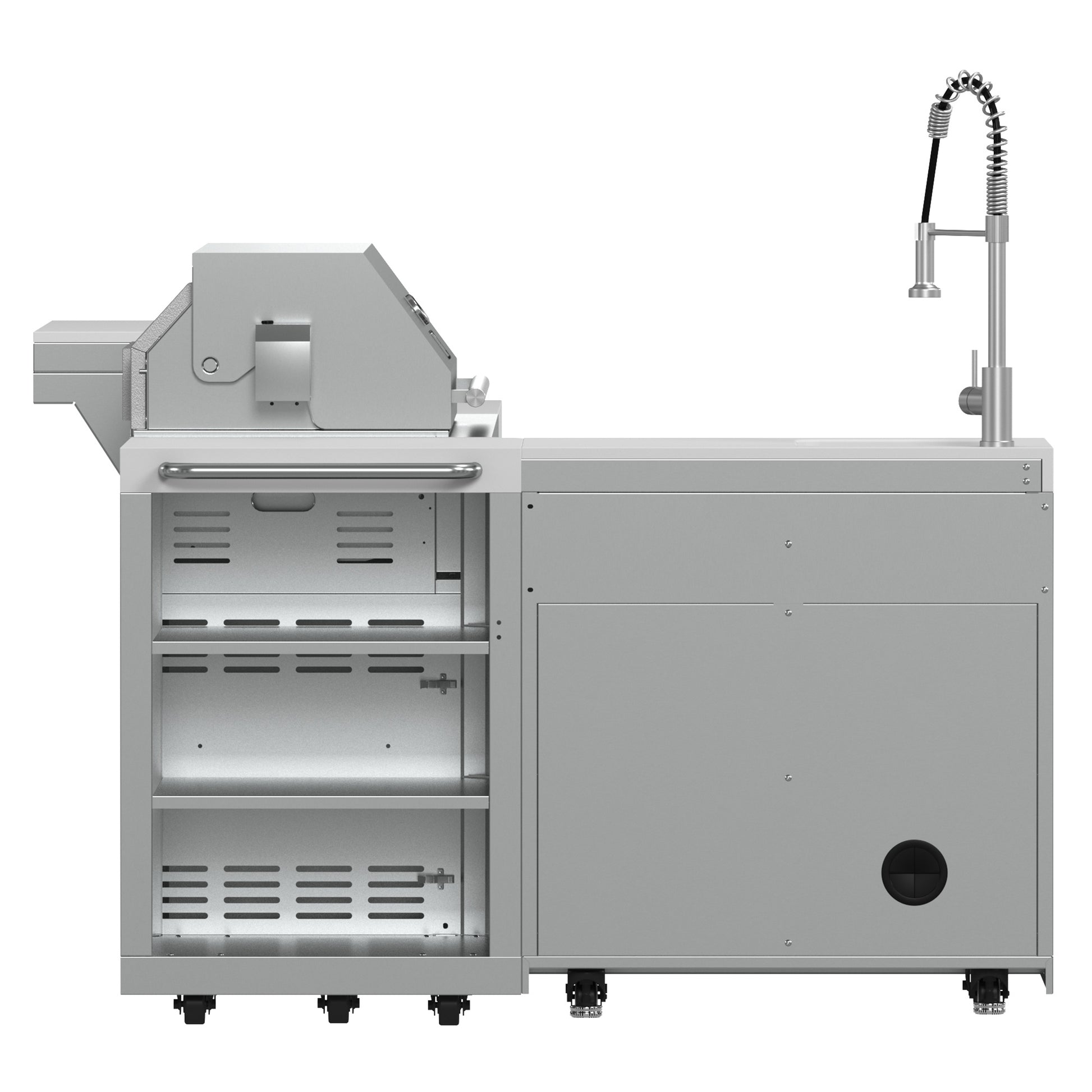 FORNO Bulnes 40-Inch BBQ, 95,000 BTU, 5 Burners, Sear & Rotisserie Infrared with Side Burner, Stainless Steel Outdoor Kitchen with 1.8 cu.ft. Beverage Center & White Sintered Stone Countertops - Forno Appliances