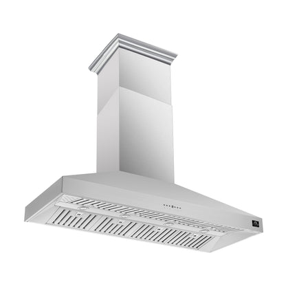 Forno Coppito 60-Inch Island Range Hood, Stainless Steel, LED Lighting, Adjustable Fan Speeds - Forno Appliances