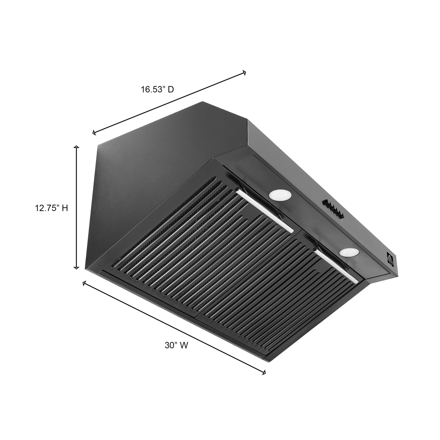 Forno Bari Espresso 30-Inch Under Cabinet Range Hood, Black, 600 CFM, LED Lighting, Dishwasher-Safe Baffle Filters, 3-Speed Fan Control - Forno Appliances