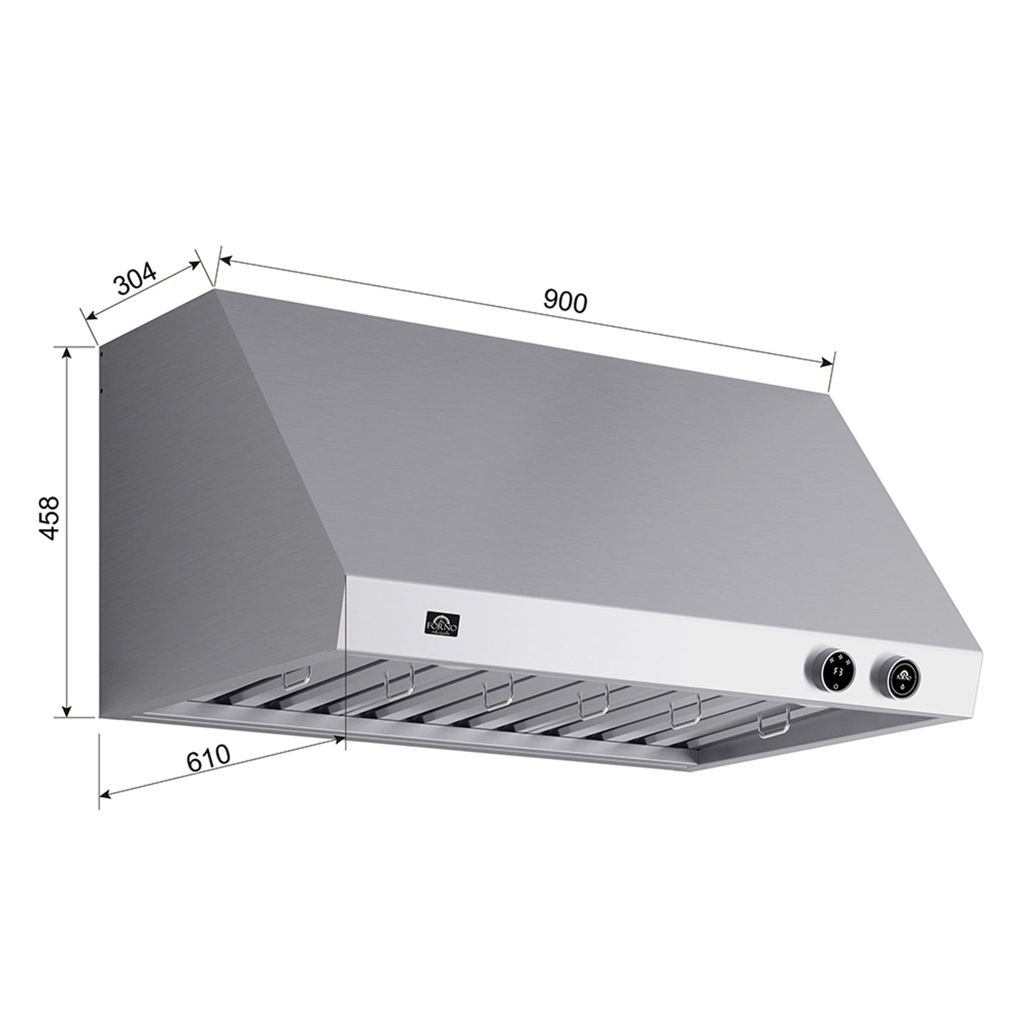 Forno Biagio 36-Inch Wall Mounted Range Hood, Stainless Steel, Heavy Duty - Forno Appliances