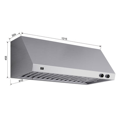 Forno Biagio 48-Inch Wall Mounted Range Hood, Stainless Steel, Heavy Duty - Forno Appliances