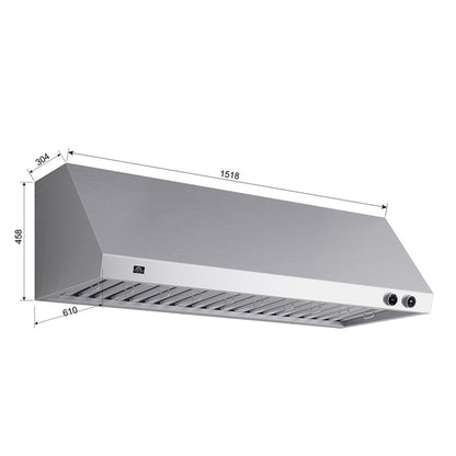Forno Biagio 60-Inch Wall Mounted Range Hood, Stainless Steel, Heavy Duty - Forno Appliances