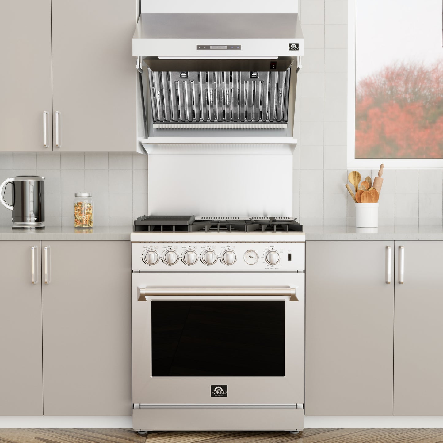 Forno Savona 30-Inch Wall Mount Range Hood, Baffle Filters, Backsplash Included - Forno Appliances