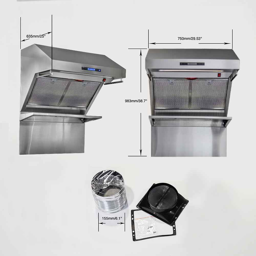 Forno Savona 30-Inch Wall Mount Range Hood, Hybrid Filters, Backsplash Included - Forno Appliances