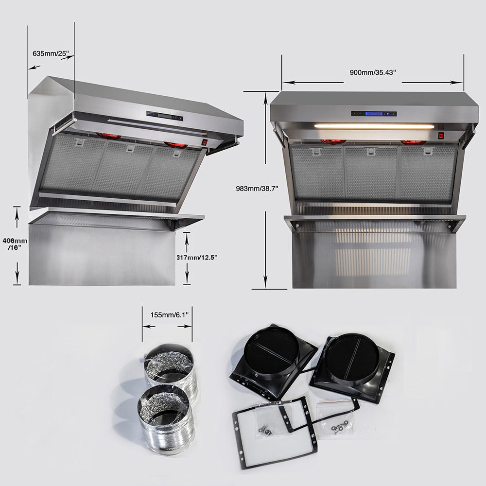 Forno Savona 36-Inch Wall Mount Range Hood, Hybrid Filters, Backsplash Included - Forno Appliances