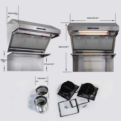 Forno Savona 36-Inch Wall Mount Range Hood, Hybrid Filters, Backsplash Included - Forno Appliances