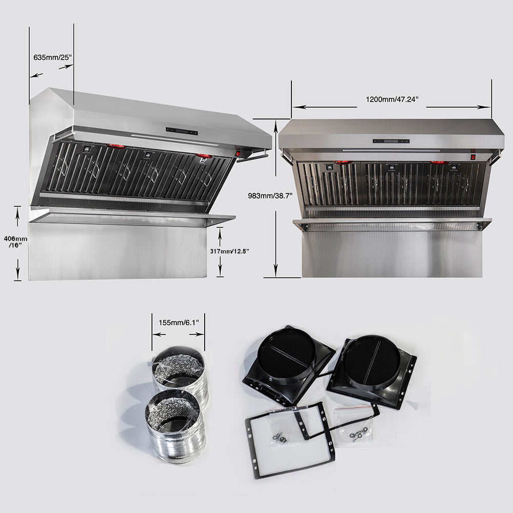 Forno Savona 48-Inch Wall Mount Range Hood, Baffle Filters, Backsplash Included - Forno Appliances