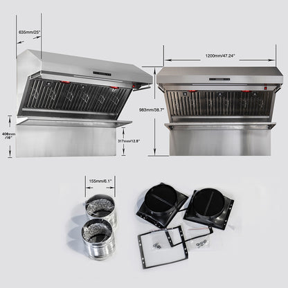 Forno Savona 48-Inch Wall Mount Range Hood, Baffle Filters, Backsplash Included - Forno Appliances