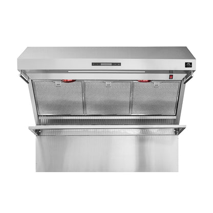 FORNO Premium 3-Piece Kitchen Bundle - FORNO Galiano 48" Freestanding Gas Range, FORNO Rizzuto 60" W. Dual Combo Convertible Refrigerator, FORNO 48" Wall Mount Range Hood - FBDL-018-02US - Forno Appliances