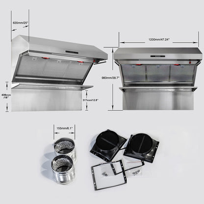 Forno Savona 48-Inch Wall Mount Range Hood, Hybrid Filters, Backsplash Included - Forno Appliances