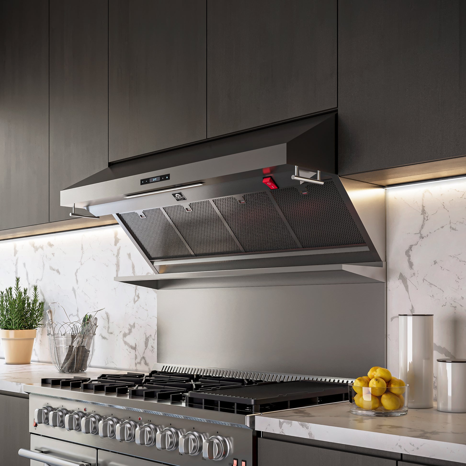 Forno Savona 48-Inch Wall Mount Range Hood, Hybrid Filters, Backsplash Included - Forno Appliances