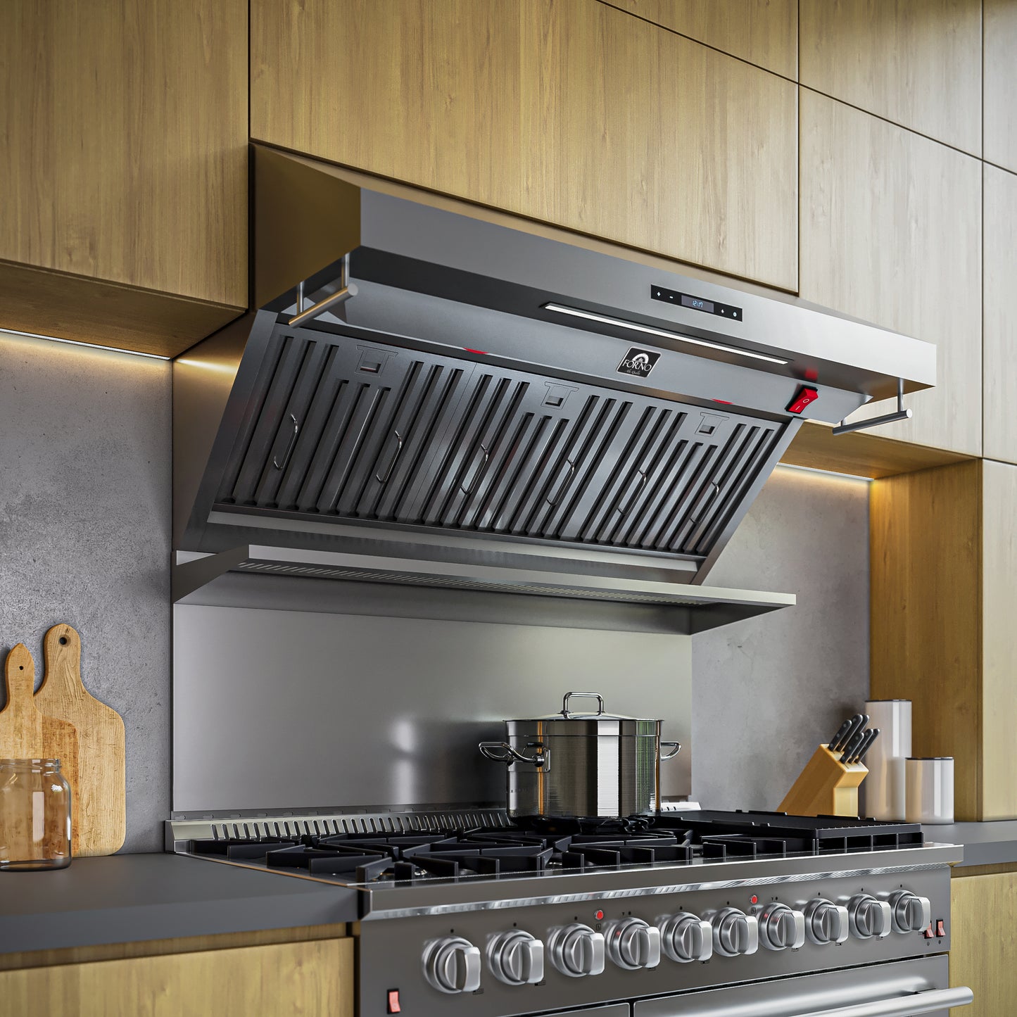 Forno Savona 48-Inch Wall Mount Range Hood, Baffle Filters, Backsplash Included - Forno Appliances