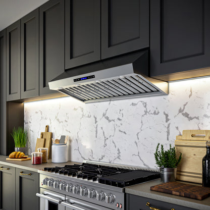 Forno Palazzo 48-Inch Wall Mounted Range Hood, Stainless Steel, Heavy Duty Baffle Filters, Remote Control - Forno Appliances