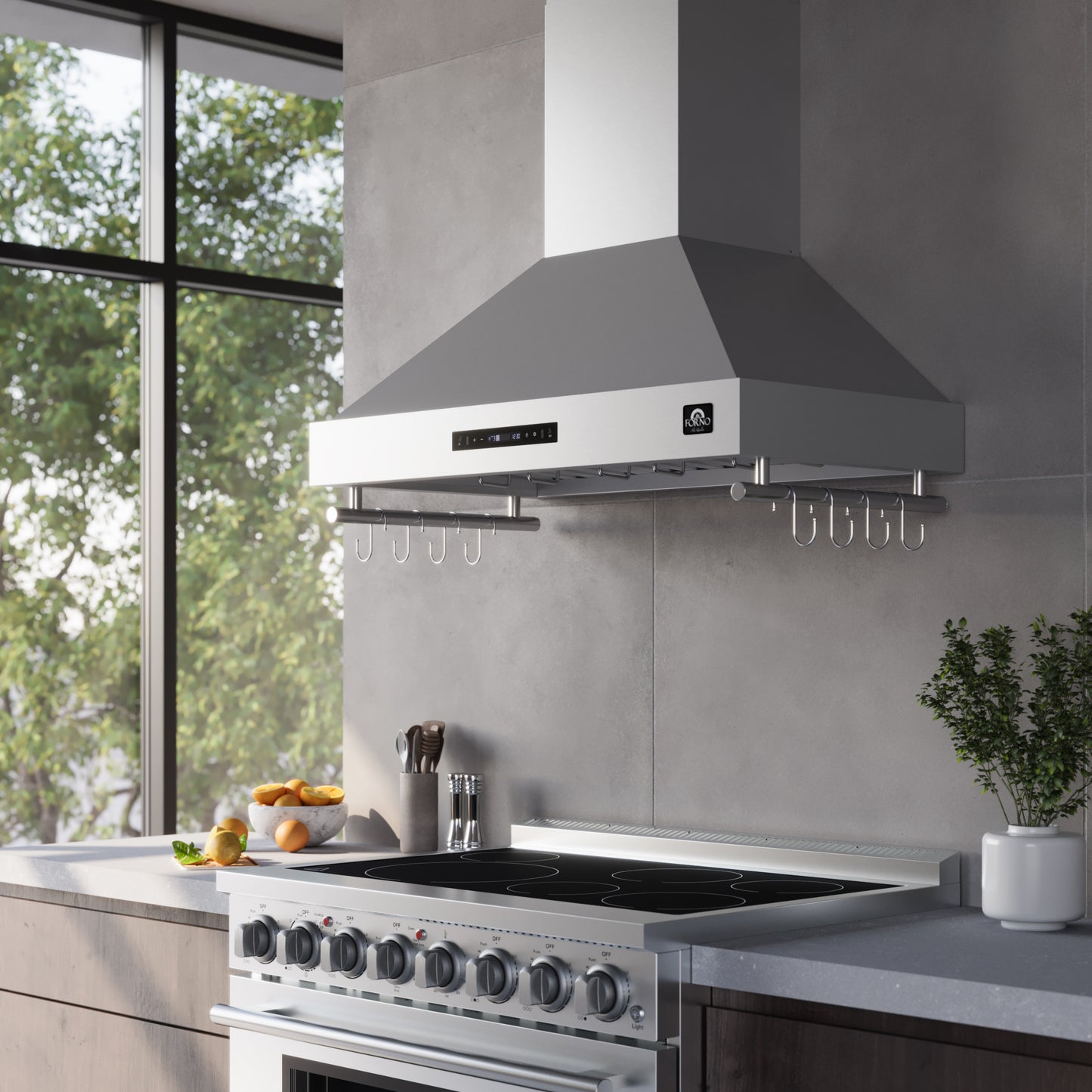 Forno Venezia 36 Inch Wall-Mounted Range Hood with Touch Controls and Baffle Filters - Forno Appliances