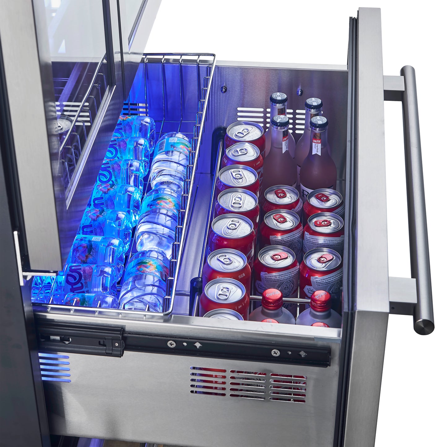 Forno Campania 32-Inch Wine Cooler, Stainless Steel, Dual Wine Zones, Two Beverage Drawers, 17.7 cu.ft - Forno Appliances