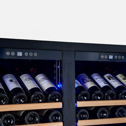Forno Vernazza 40-Inch Side-by-Side Dual Zone Wine Cellar, 25.07 cu.ft Capacity, Stainless Steel, Temperature Control, UV-Protected Glass Door, Wooden Shelves - Forno Appliances