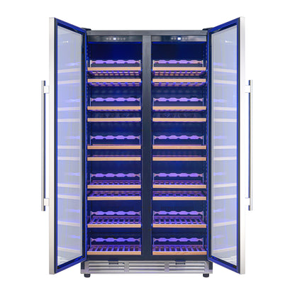 Forno Vernazza 40-Inch Side-by-Side Dual Zone Wine Cellar, 25.07 cu.ft Capacity, Stainless Steel, Temperature Control, UV-Protected Glass Door, Wooden Shelves - Forno Appliances