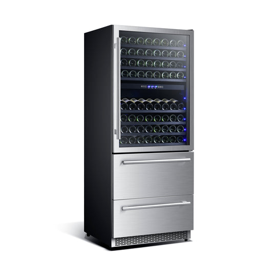 Forno Capraia 30-Inch Dual Temperature Zone Wine Cooler, Up to 144 Bottles, Two Refrigerated Drawers, Adjustable Temperature Zones - Forno Appliances