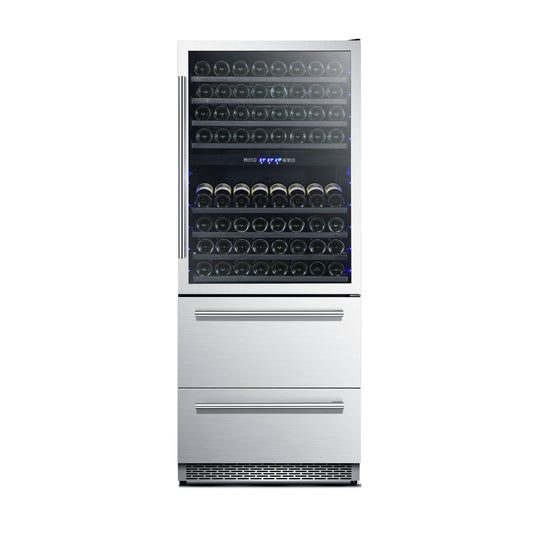 Forno Capraia 30-Inch Dual Temperature Zone Wine Cooler, Up to 144 Bottles, Two Refrigerated Drawers, Adjustable Temperature Zones - Forno Appliances